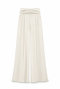 White Pleated Wide-Leg Pants