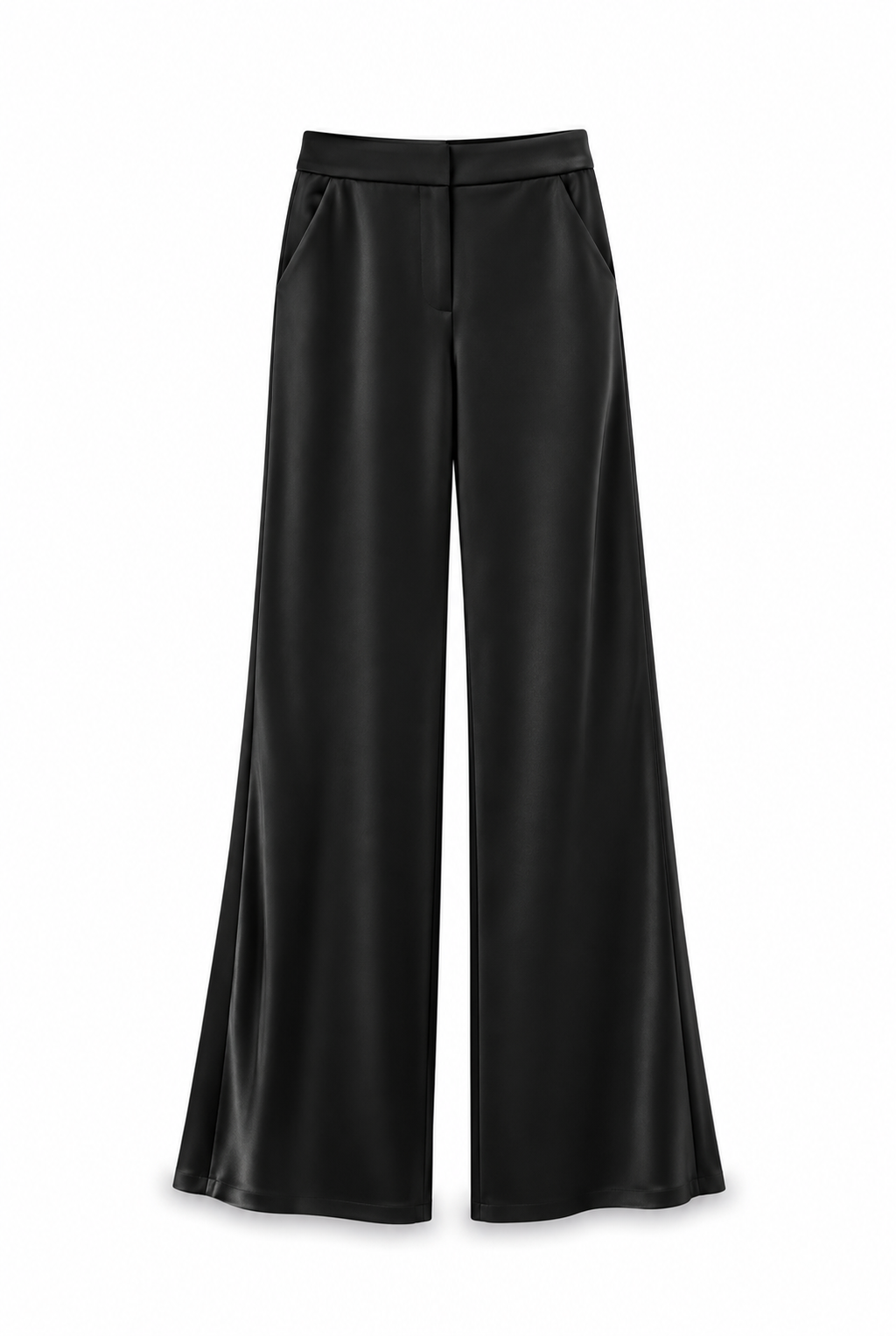 Black Satin Side-Slit Pants