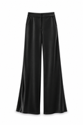 Black Satin Side-Slit Pants