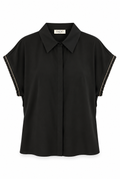 Black Embellished Sleeve Shirt