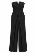 Black Strapless Wide-Leg Jumpsuit