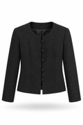 Dark Grey Collarless Buttoned Jacket