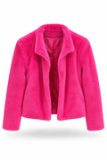 Hot Pink Faux-Fur Cropped Jacket