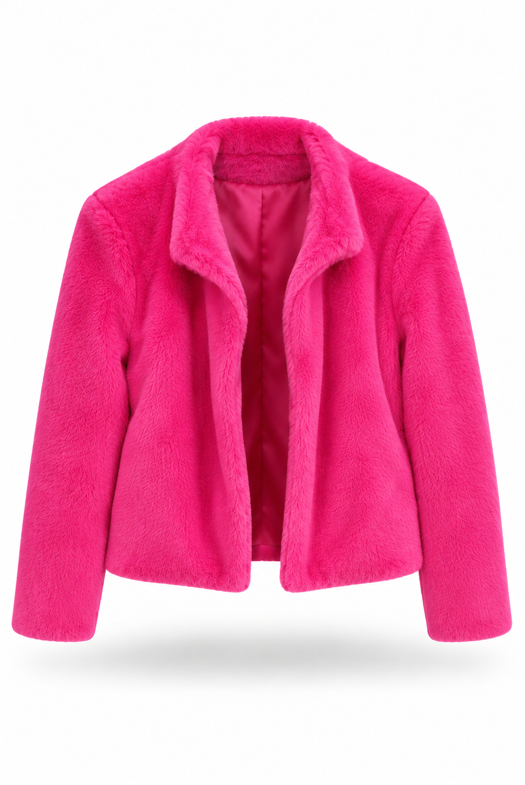 Hot Pink Faux-Fur Cropped Jacket