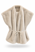 Ivory Faux Fur Belted Cape
