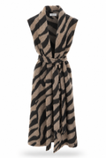 Zebra Print Belted Long Vest