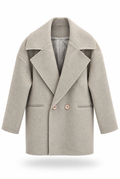 Oversized Beige Double-Breasted Coat