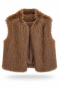 Brown Faux Fur Sleeveless Vest