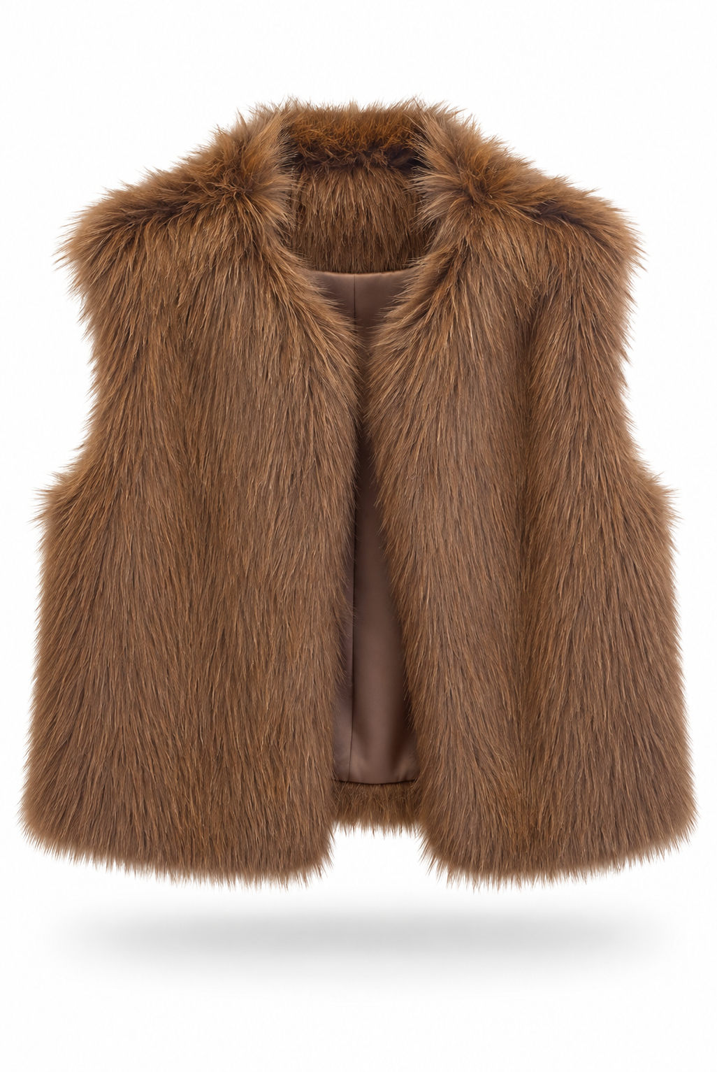 Brown Faux Fur Sleeveless Vest