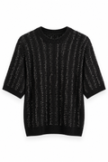Black Striped Wool Knit Top