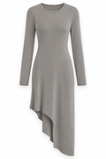 Grey Asymmetric Knit Midi Dress