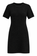 Black Short-Sleeve Wool Knit Dress