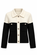 Black & Ivory Light Wool Knit Top